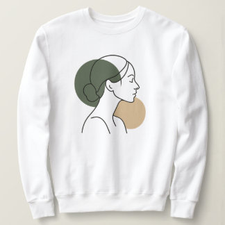 Minimal Line Art Woman Sweatshirt – Earth Tones