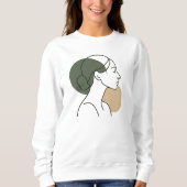 Minimal Line Art Woman Sweatshirt – Earth Tones (Voorkant)