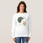 Minimal Line Art Woman Sweatshirt – Earth Tones (Voorkant volledig)