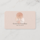 Minimal Line Art Woman Yoga Meditation QR Code Visitekaartje (Voorkant)