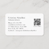 Minimal Line Art Woman Yoga Meditation QR Code Visitekaartje (Achterkant)