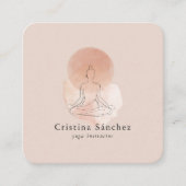 Minimal Line Art Woman Yoga Meditation Vierkante Visitekaartje (Voorkant)