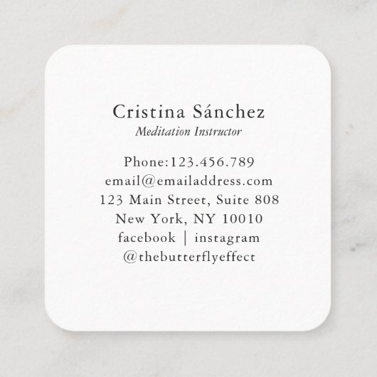 Minimal Line Art Woman Yoga Meditation  Vierkante Visitekaartje (Achterkant)