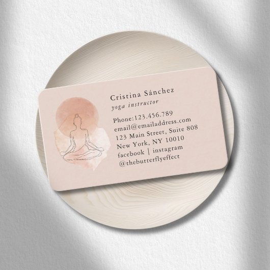 Minimal Line Art Woman Yoga Meditation Visitekaartje