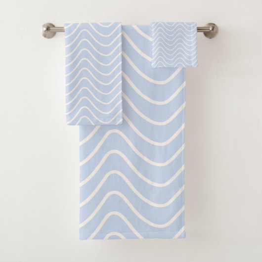Minimal Line Chevron Patroon Kust Licht Blauw Bad Handdoek (Insitu)