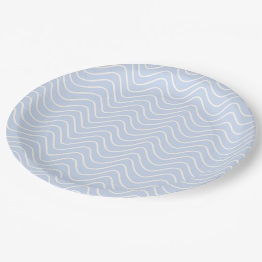 Minimal Line Chevron Patroon Kust Licht Blauw Papieren Bordje (Gekanteld)