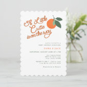 Minimal Little Cutie Clementine Baby shower Kaart (Staand voorkant)