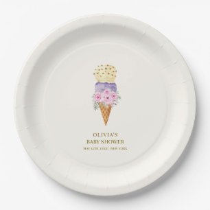 Minimal Little Flower Scoop Ice Cream Baby shower Papieren Bordje