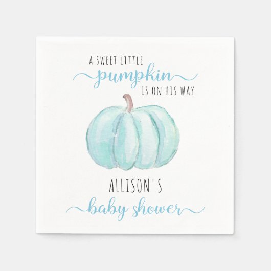 Minimal Little Pumpkin Blue Waterverf Baby shower Servet (Voorkant)