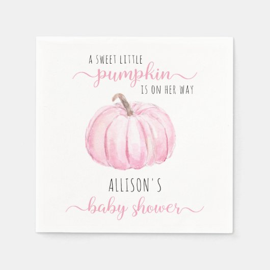 Minimal Little Pumpkin Pink Waterverf Baby shower Servet (Voorkant)