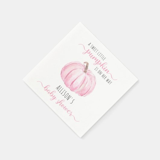 Minimal Little Pumpkin Pink Waterverf Baby shower Servet (Hoek)