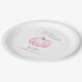 Minimal Little Pumpkin Waterverf Baby shower Papieren Bordje (Gekanteld)