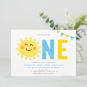 Minimal Little Sunshine Eerste Verjaardag Jongen Kaart (Staand voorkant)