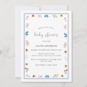 Minimal Little Wildflower Lijst Boy Baby shower Kaart (Voorkant)