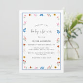 Minimal Little Wildflower Lijst Boy Baby shower Kaart (Staand voorkant)