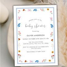 Minimal Little Wildflower Lijst Boy Baby shower
