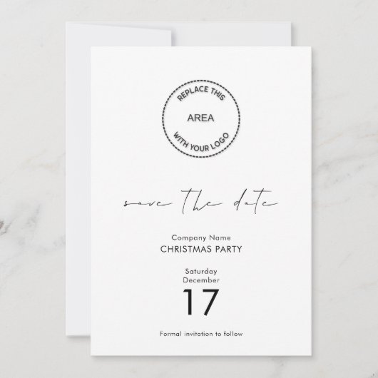 Minimal Logo Company Kerstfeest Bewaar de datum Kaart (Voorkant)