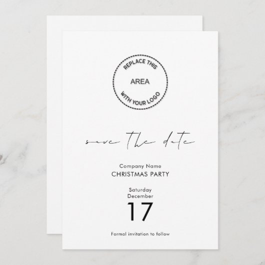 Minimal Logo Company Kerstfeest Bewaar de datum Kaart (Voorkant / Achterkant)