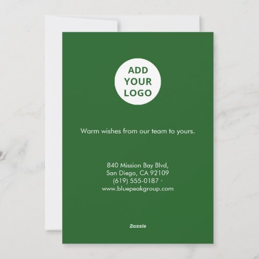 Minimal Logo Holiday Card with Message Feestdagenkaart (Achterkant)