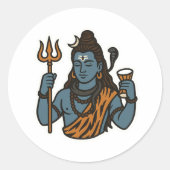 "Minimal Lord Shiva Sticker – Trident, Snake (Voorkant)
