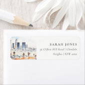 Minimal Los Angeles, Californië Waterverf Adres Etiket (Insitu)