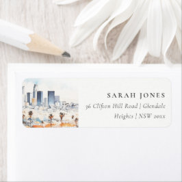 Minimal Los Angeles, Californië Waterverf Adres Etiket