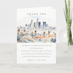 Minimal Los Angeles, Californië Waterverf bruiloft Bedankkaart