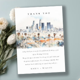 Minimal Los Angeles, Californië Waterverf bruiloft Bedankkaart