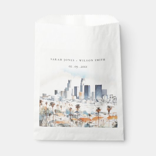 Minimal Los Angeles, Californië Waterverf bruiloft Bedankzakje (Voorkant)