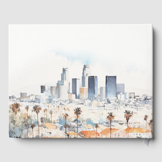 Minimal Los Angeles, Californië Waterverf bruiloft Gastenboek (Achterkant)