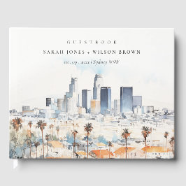 Minimal Los Angeles, Californië Waterverf bruiloft Gastenboek