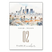 Minimal Los Angeles, Californië Waterverf bruiloft Kaart (Voorkant)