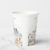 Minimal Los Angeles, Californië Waterverf bruiloft Papieren Bekers (Rechts)