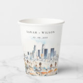 Minimal Los Angeles, Californië Waterverf bruiloft Papieren Bekers (Voorkant)