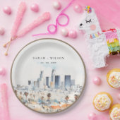 Minimal Los Angeles, Californië Waterverf bruiloft Papieren Bordje (Feest)