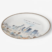 Minimal Los Angeles, Californië Waterverf bruiloft Papieren Bordje (Gekanteld)