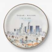 Minimal Los Angeles, Californië Waterverf bruiloft Papieren Bordje (Voorkant)