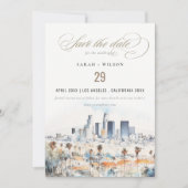 Minimal Los Angeles, Californië Waterverf bruiloft Save The Date (Voorkant)