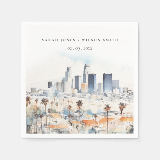 Minimal Los Angeles, Californië Waterverf bruiloft Servet (Voorkant)