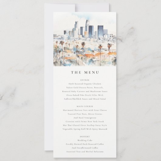 Minimal Los Angeles Californië Wedding Menu Kaart (Voorkant)