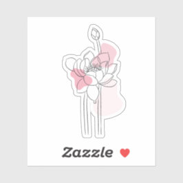 Minimal Lotus Line Art – Soft Pink Zen Botanical  Sticker