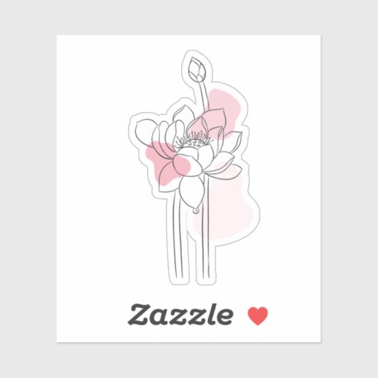 Minimal Lotus Line Art – Soft Pink Zen Botanical  Sticker (Vel)