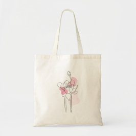 Minimal Lotus Line Art – Soft Pink Zen Botanical  Tote Bag