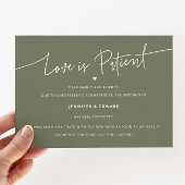 Minimal Love Is Patient Wedding Update Sage Green Kaart