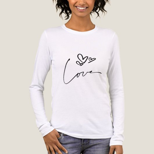 Minimal Love Line Art Long Sleeve Shirt for Women (Voorkant volledig)