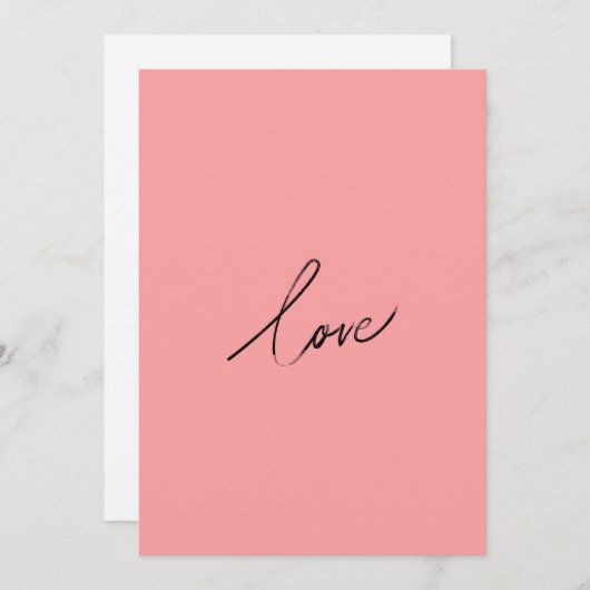 Minimal Love Script — Blush Pink Modern Feestdagenkaart (Voorkant / Achterkant)