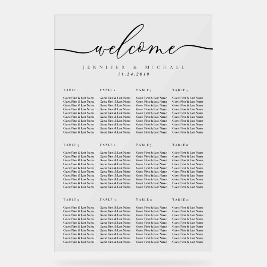 Minimal Lux Clean Simple Wedding Table Numbers Acryl Bord (Voorkant)