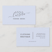 Minimal Luxe Boutique Blauw Moderne Kalligrafie Visitekaartje (Voorkant / Achterkant)