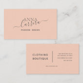Minimal Luxe Boutique Koraal Moderne Kalligrafie Visitekaartje (Voorkant / Achterkant)