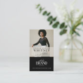 Minimal Luxury Black Interior Designer Photo Logo Visitekaartje (Staand voorkant)